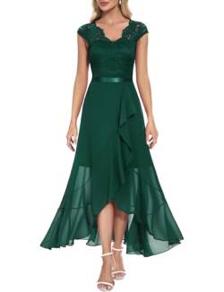 Bbonlinedress Abendkleid elegant für Hochzeit V-Ausschnitt Spitze Chiffon Brautkleid Weihnachtskleid Party Abschlusskleid lang Winter Ballkleid Dark Green 3XL von Bbonlinedress