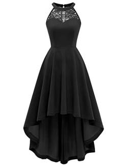 Bbonlinedress Abendkleider elegant für Hochzeit Sommerkleid Damen Neckholder High Low Cocktail Festliche Kleider Brautkleid konfirmationskleider schwarzes Abschlusskleid lang-1Black 2XL von Bbonlinedress