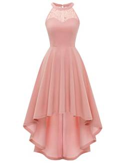 Bbonlinedress Abschlusskleid lang Damen Abendkleider elegant für Hochzeit Sommerkleid Neckholder High Low Cocktailkleid Festliche Kleider Brautkleid konfirmationskleider Strandkleid-1Blush 2XL von Bbonlinedress