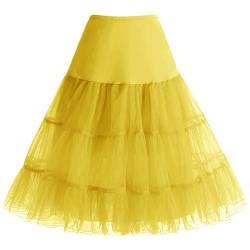 Bbonlinedress Petticoat Unterrock Crinoline Underskirt Reifrock Rock für 50er Vintage Cocktailkleid Gelb Yellow S von Bbonlinedress