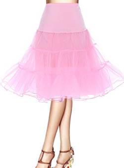 Bbonlinedress Petticoat Unterrock Crinoline Underskirt Reifrock Rock für 50er Vintage Cocktailkleid Pink S von Bbonlinedress