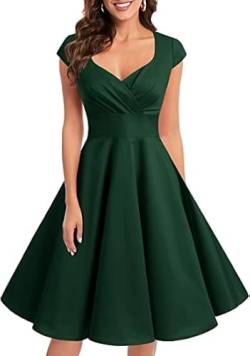 Bbonlinedress Rockabilly Kleider Damen Festliche Kleider Sommer Cocktailkleid Abendkleid Elegant Brautkleid Standesamt Hochzeitskleid Dark Green L von Bbonlinedress