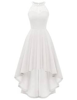 Bbonlinedress Sommerkleid Damen Neckholder High Low jugendweihes Kleid festliches weißes Brautkleid Abendkleider elegant für Hochzeit Abschlusskleid lang Strandkleid-1Ivory 2XL von Bbonlinedress