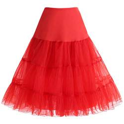 Bbonlinedress Sommerkleid Damen Petticoat schwarz Mini Rock Unterrock Crinoline Underskir Reifrock Red L von Bbonlinedress