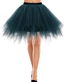 Bbonlinedress Tutu Petticoat Unterrock Winter Rock Winter 50er Vintage Ballet Blase Tanzrock Tanzkleid Ballkleid Kurz Retro Rock Winter Knielang Tüll Rock Winterabilly Weiss Petticoat Dark Green L von Bbonlinedress