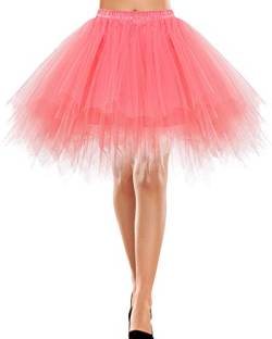 Bbonlinedress Tutu Tüllrock Petticoat Unterrock Rock 50er Vintage Ballet Blase Tanzrock Tanzkleid Ballkleid Kurz Retro Coral L von Bbonlinedress