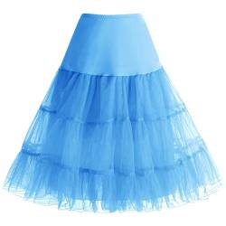 Petticoat Rock Sommerkleid Damen Reifrock Unterrock Petticoat Underskirt Crinoline für Rockabilly Kleid Blue XL von Bbonlinedress