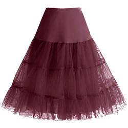 Petticoat Rock Sommerkleid Damen Reifrock Unterrock Petticoat Underskirt Crinoline für Rockabilly Kleid Burgundy M von Bbonlinedress