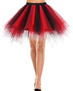 Rock lang Tüll Unterrock kurz Dirndl Rockabilly Rock mit Petticoat 50er Jahre weißRetro Tutu Ballet Tüllrock Crinoline Cosplay Rock Rockabilly Tanz Ballett Black-red M von Bbonlinedress