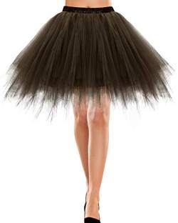 Unterrock Damen Retro Tutu Ballet Tüllrock Crinoline Cosplay Rock Rockabilly Tanz Ballett Kostüme Karneval kostüm Damen Fastnacht Fasching Brown S von Bbonlinedress