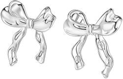 Damen Schleife Ohrstecker Mode Zierliche 14k Gold Silber Ribbon Ohrschmuck zum Stecken Einfachheit und Süße Ohrringe Schmuck für Frauen und Mädchen von Bcenoilua