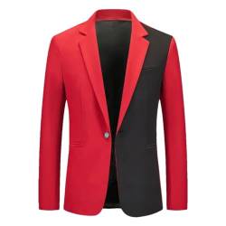 Bciopll Stilvoller Herren-Blazer mit gekerbtem Revers, Ein-Knopf-Blazer, Weiß / Schwarz, rot, L von Bciopll