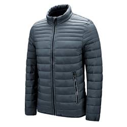 Herren-Winterjacke, Parkas, Stehkragen, Reißverschluss, warm, einfarbig, Oberbekleidung, grau, XL von Bciopll