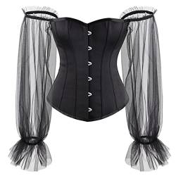 Sexy Korsett mit langen Ärmeln Übergröße Frauen Gothic Bustier Korsett Dessous Vintage Schwarz L von Bciopll