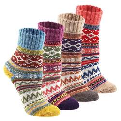 Bdawin Flauschig warme Alpaka Damensocken Winter Socken Wollsocken Strümpfe 4Paar,7020 C1 von Bdawin