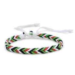 Palästinensisches Flaggen-Armband, palästinensisches rotes, grünes, weißes, schwarzes Seil, handgewebtes Armband, verstellbares palästinensisches Armband, unterstützt Palästina-Armband, patriotischer von Bduttlefish