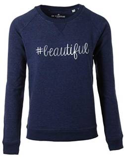Be Famous Damen Pullover Sweatshirt Rundhals #Beautiful, Grösse:M, Farbe:Dunkelblau von Be Famous