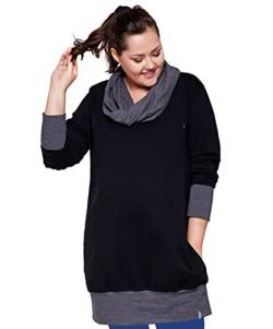 Be Mama - Maternity & Baby wear 2in1 Damen Oberteile Umstandsmode große Größe - Umstandspulli, Sweatshirt, Stillpulli, hochwertige Baumwolle, Modell: Nella, schwarz, 3XL von Be Mama - Maternity & Baby wear