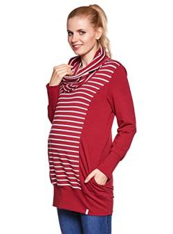 Be Mama - Maternity & Baby wear 2in1 Stillpullover, Umstandspullover, hochwertige Baumwolle, Modell: Nella, Sweatshirt, Stillpulli, FIT Bordeaux, Größe S von Be Mama - Maternity & Baby wear