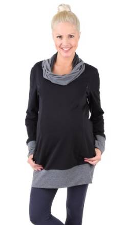 Be Mama - Maternity & Baby wear 2in1 Umstandspullover, Sweatshirt, Stillpulli, hochwertige Baumwolle, Modell: Nella, schwarz, Größe XXL von Be Mama - Maternity & Baby wear