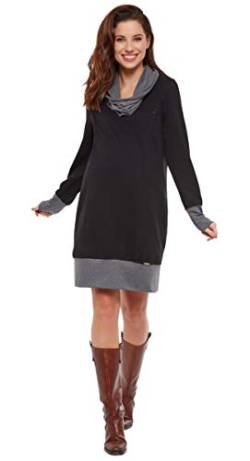 Be Mama - Maternity & Baby wear 2in1 Winterkleid aus Baumwolle große Größen, Sweatkleid, Pulloverkleid, Modell: Nella, schwarz, XXXL von Be Mama - Maternity & Baby wear