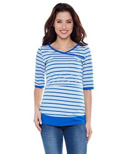 be Mama! Umstandsshirt mit Stillfunktion, Modell: Monic - Kurzarm, Streifen hellblau, XL von Be Mama - Maternity & Baby wear