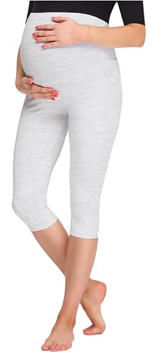 Be Mammy Damen 3/4 Umstandsleggings BE20-258(Melange, XL) von Be Mammy