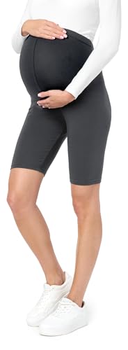 Be Mammy Damen Kurze Umstandsleggings Schwangerschaftsleggings aus Baumwolle BE20-228 (Graphite, XXL) von Be Mammy