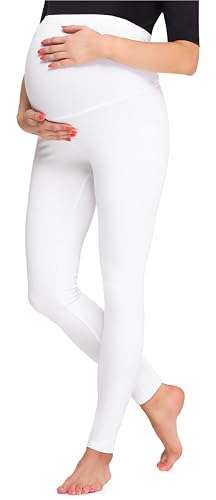 Be Mammy Damen Lange Umstandsleggings BE20-257(Weiß, L) von Be Mammy