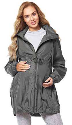 Be Mammy Damen Parka Übergangsjacke Herbstjacke Umstandsjacke BE20-213 (Grau, 38) von Be Mammy