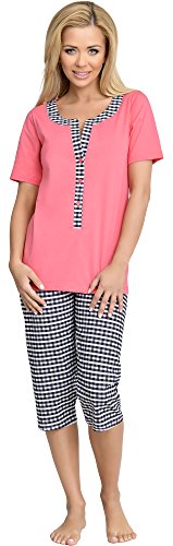 Be Mammy Damen Schlafanzug Stillpyjama H2L2N2 (Coral-1, L) von Be Mammy