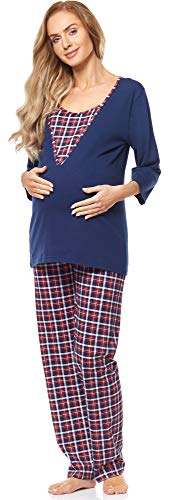 Be Mammy Damen Schlafanzug Stillpyjama V2R4N381 (Dunkelblau-2, 40 (Herstellergröße: L)) von Be Mammy