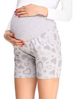 Be Mammy Damen Umstandshorts BE20-234(Melange Herzen, XXL) von Be Mammy