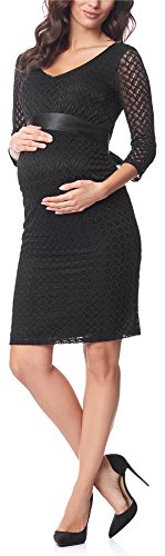 Be Mammy Damen Umstandskleid Maternity Schwangerschaftskleid BE20-170 (Schwarz2, L) von Be Mammy