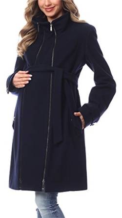 Be Mammy Damen Umstandsmantel Wolle Wintermantel BE20-225 (Marineblau, 34) von Be Mammy