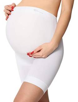 Be Mammy Damen Umstandsmode Hohe Taille Umstandsshorts ohne seitliche Nähte Unterwäsche Schwangerschaft 06 15 (Weiß, S) von Be Mammy