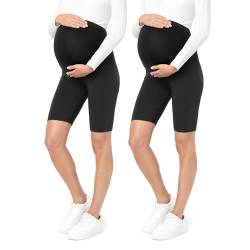 Be Mammy Kurze Umstandsleggings aus Baumwolle 2Pack BE20-228 (2Pack Schwarz/Schwarz, M) von Be Mammy