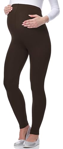 Be Mammy Lange Umstandsleggings aus Viskose Leggings Blickdicht Damen, Maternity Clothing, Ideal für die Schwangerschaft BE-02 (Braun, S) von Be Mammy