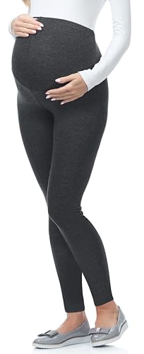 Be Mammy Lange Umstandsleggings aus Viskose Leggings Blickdicht Damen, Maternity Clothing, Ideal für die Schwangerschaft BE-02 (Dunkelmelange, S) von Be Mammy