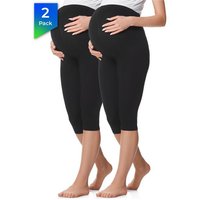 Be Mammy Umstandsleggings 3/4 Umstandsleggings aus Baumwolle 2Pack BE20-229 (2-tlg) elastischer Bund von Be Mammy