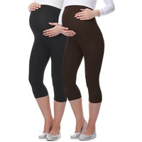 Be Mammy Umstandsleggings 3/4 Umstandsleggings aus Viskose BE-03 2er Pack (2-tlg) elastischer Bund von Be Mammy