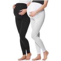 Be Mammy Umstandsleggings Lang Damen Umstandshose bequem BE20-230 (2-tlg) aus Baumwolle, elastischer Bund von Be Mammy