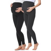 Be Mammy Umstandsleggings Lang Damen Umstandshose bequem BE20-230 (2-tlg) aus Baumwolle, elastischer Bund von Be Mammy