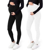 Be Mammy Umstandsleggings Lange Umstandsleggings aus Viskose BE-02 2er Pack (2-tlg) elastischer Bund von Be Mammy