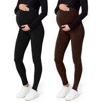 Be Mammy Umstandsleggings Lange Umstandsleggings aus Viskose BE-02 2er Pack (2-tlg) elastischer Bund von Be Mammy