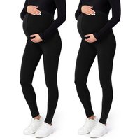 Be Mammy Umstandsleggings Lange Umstandsleggings aus Viskose BE-02 2er Pack (2-tlg) elastischer Bund von Be Mammy