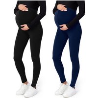 Be Mammy Umstandsleggings Lange Umstandsleggings aus Viskose BE-02 2er Pack (2-tlg) elastischer Bund von Be Mammy