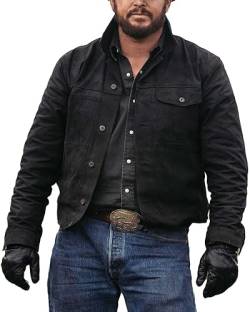 Herren Cole Hauser TV-Serie Rip Stone Wheeler Rench Style stilvolle schwarze Cowboy-Jacke - Be the Alpha in Your Pack, Schwarz, 3XL von Be-Trendy