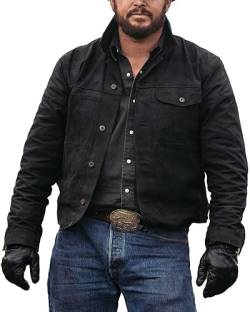 Herren Cole Hauser TV-Serie Rip Stone Wheeler Rench Style stilvolle schwarze Cowboy-Jacke - Be the Alpha in Your Pack, Schwarz, L von Be-Trendy