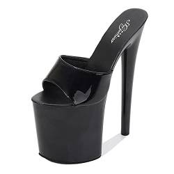 BeAUZQ Damen 20CM Stiletto High Heel Plateau Sandalen Party Club Sexy Stripperin Pole Dance High Heels Plus Größe Unisex,Schwarz,41 EU von BeAUZQ